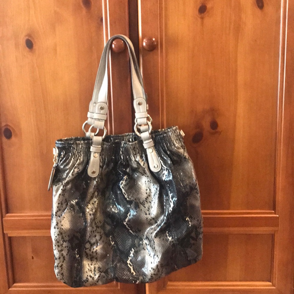 Grey snakeskin tote bag